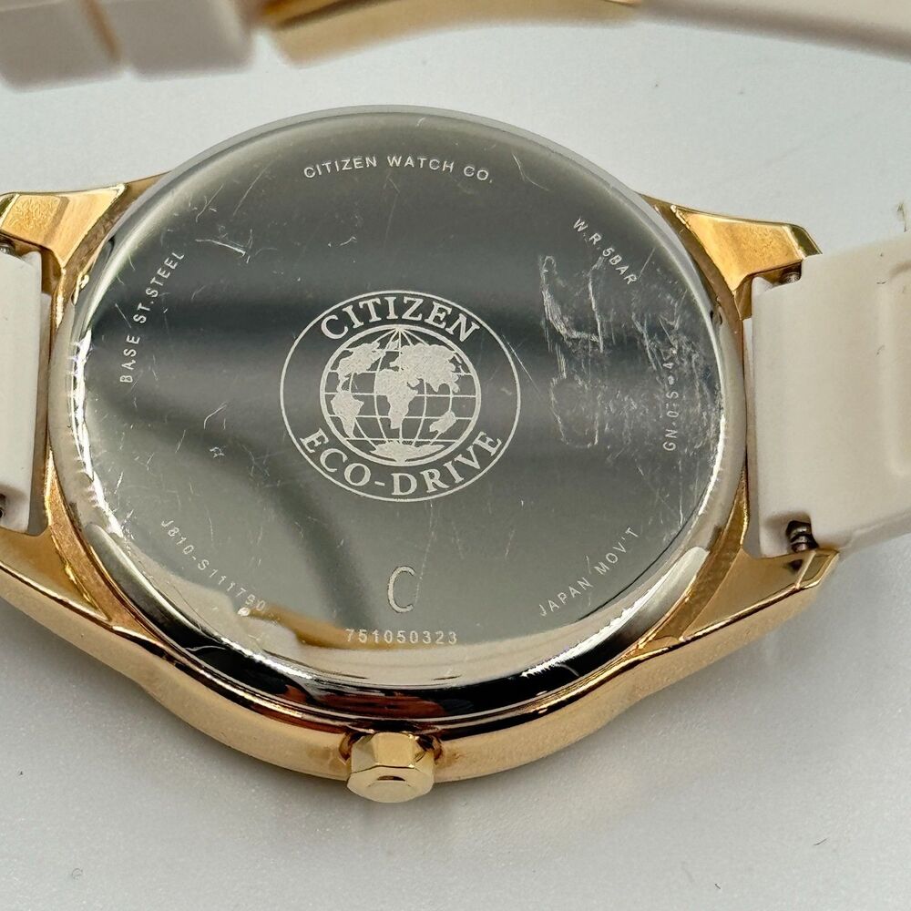 Citizen Chandler FE6103-00A Womens White Crystal Eco-Drive Gold Watch - Picture 12 of 16
